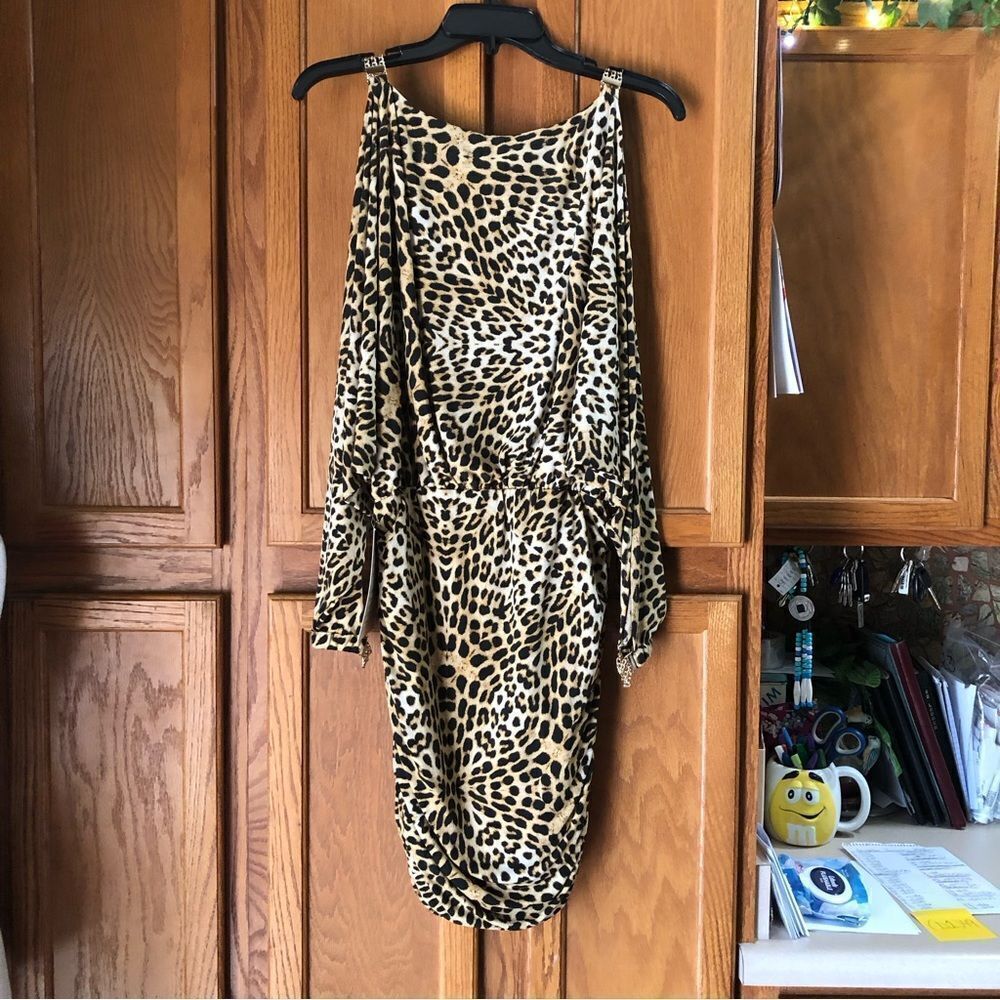 Boston Proper Leopard Print Mini Dress in Beige and Black - Picture 11 of 14